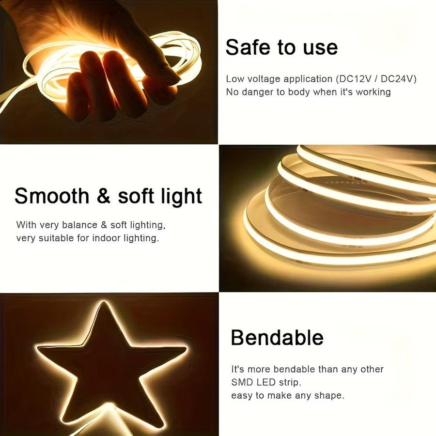 WELPUR COB LED-Lichtstreifen mit USB-Anschluss, dimmbar und zuschneidbar, Warmweiß - Bild 4