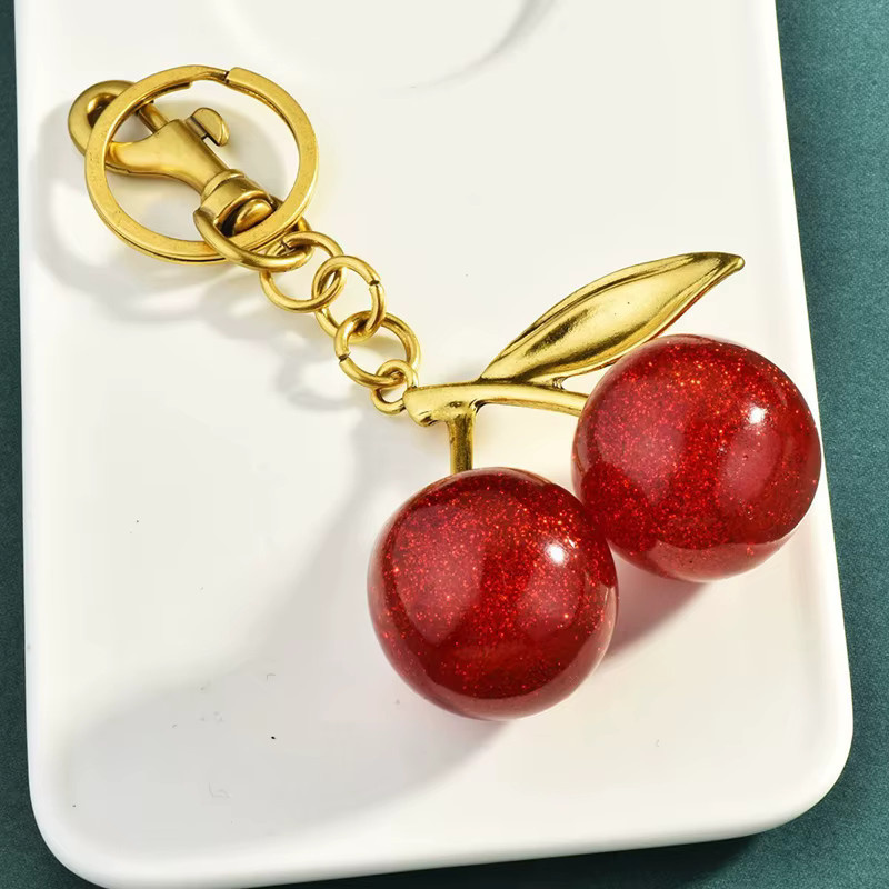 Yogodlns Kirsch-Schlüsselanhänger-Charm, Kunstharz und Metall, Damen - Bild 3
