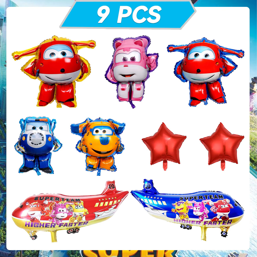 9 Stück Super Wings Folienballons in Mehrfarbig für deine Super Wings Partydekoration und Geburtstagsdekoration - Bild 5
