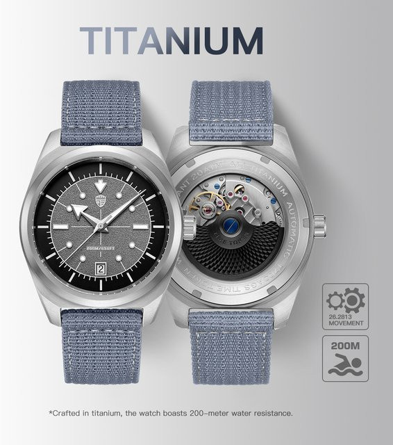 TIME TOKEN Armbanduhr Titan, Automatik, 40 mm, Herren, Schwarz - Bild 1