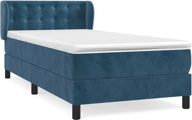 vidaXL Boxspringbett mit Matratze Dunkelblau Samt B/T/H: 90 x 200 cm - Bild 1