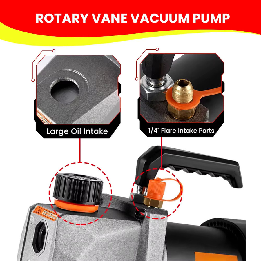 Makita Kältemittel-Vakuumpumpe mit 1/2 PS, 7 CFM und 6400 U/min, luftgekühlt, mit 1/4 Zoll Einlass für Kfz- und Haushaltsklimaanlagen - Bild 3