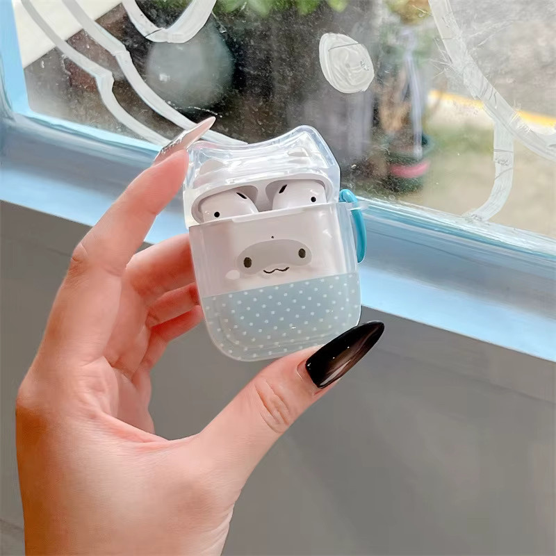 Transparente 3D-Welpen-Kopfhörerhülle aus TPU mit Haken für Apple AirPods 1/2/3/4/Pro/Pro 2 im Cartoon-Design - Bild 2