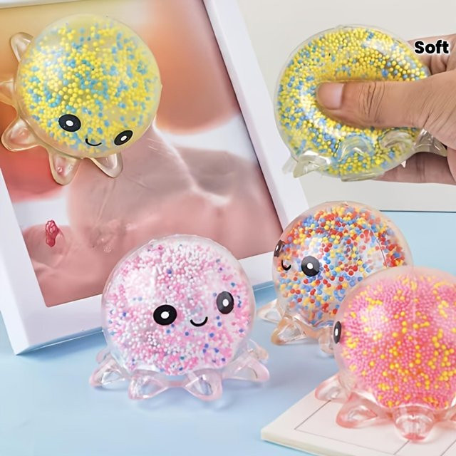 Topmix Oktopus, Weicher Stressball, Perlengefülltes Sensorisches Fidget Spielzeug, licht grau - Bild 1