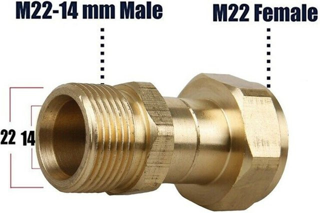 VIBRATITE Anti-Tangle Hochdruckreiniger Drehgelenk mit 360-Grad-Drehung und M22 14 mm Gewindeanschluss in Gold - Bild 1