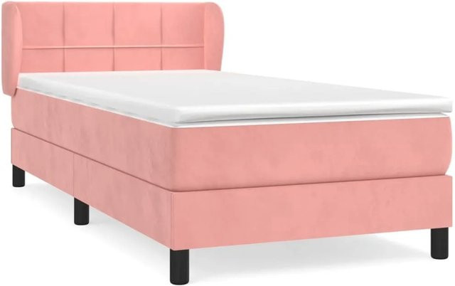 vidaXL Boxspringbett mit Matratze in Rosa, Hybrid-Design aus Samt und Massivholz, B/T/H: 90 x 200 x 78 cm - Bild 1
