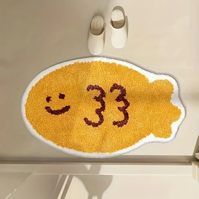 VIKAMA Badezimmer-Fußmatte Croaker in Gelb, wasserabsorbierende Bodenmatte im Kaschmirimitat - Bild 1