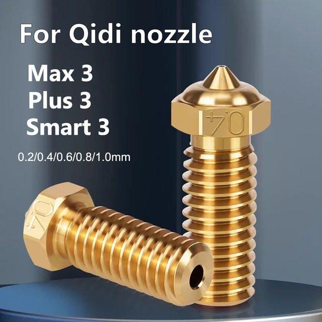 Qidi Messing-Düsen für X Max 3, Plus 3 und Smart 3 3D-Drucker Hotend Zubehör für 1,75mm Filament in den Größen 0,2mm, 0,4mm, 0,6mm und 0,8mm in Gold - Bild 1