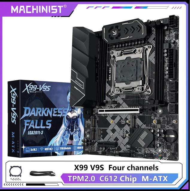 MACHINIST X99 V9S Motherboard mit C612 Chipset, LGA 2011-3 Sockel für Xeon E5 CPUs, DDR4 RAM Unterstützung, 3x NVME M.2 Slots, SATA 3.0 und USB 3.0, Schwarz - Bild 1