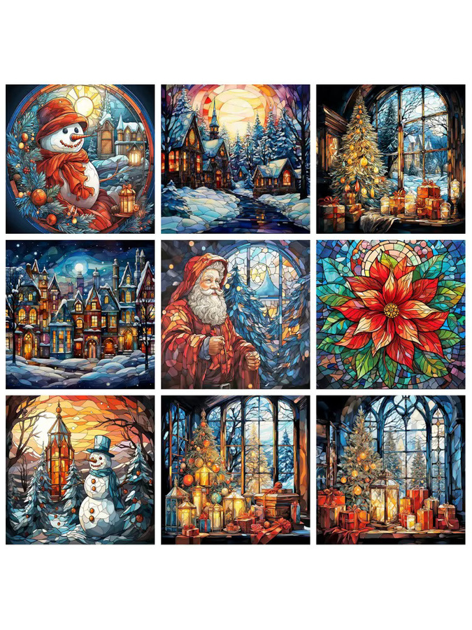 YUTTEE Diamond Art Painting Kit Weihnachtsbaum Winterlandschaft mit Schneemann als Wanddekoration, Mehrfarbig - Bild 3