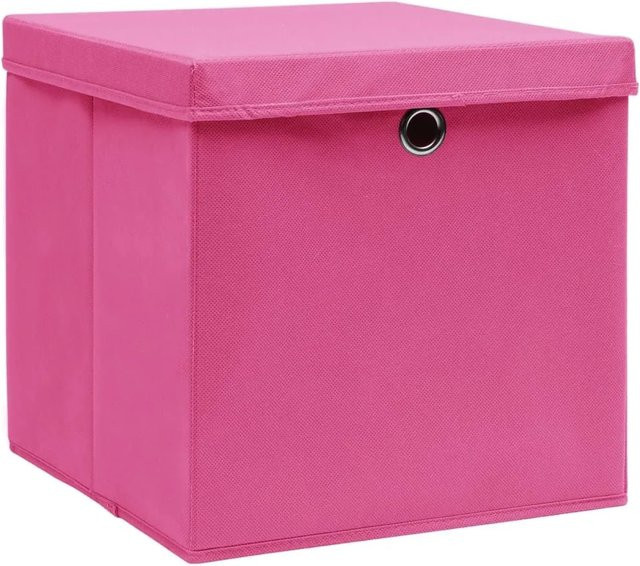 vidaXL Aufbewahrungsboxen mit Deckel aus Stoff, 4er Set, Pink, B/T/H: 28 x 28 x 28 cm - Bild 1