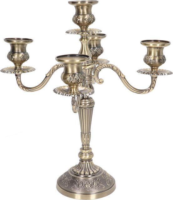 Tooarts Kerzenständer aus Metall in Gold mit floralem Retro-Design - Bild 1