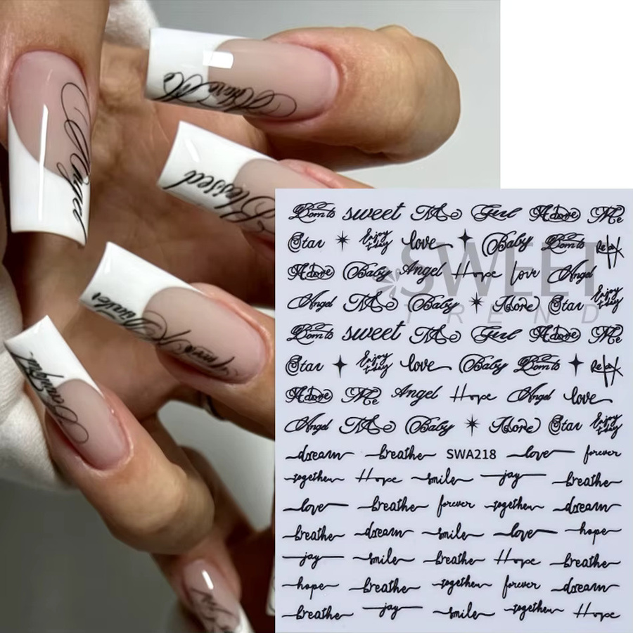 SWEET TREND Nagelaufkleber, Englische Buchstaben Gotik-Stil, Glänzend, 4 Stück - Bild 2