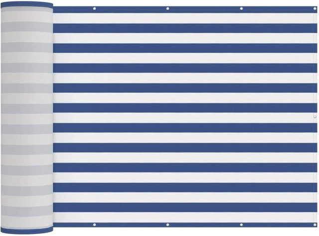 vidaXL Balkon Sichtschutz aus Polyester mit PU-Beschichtung, Farbe: Blau/Weiß, B: 800 cm, H: 150 cm - Bild 1