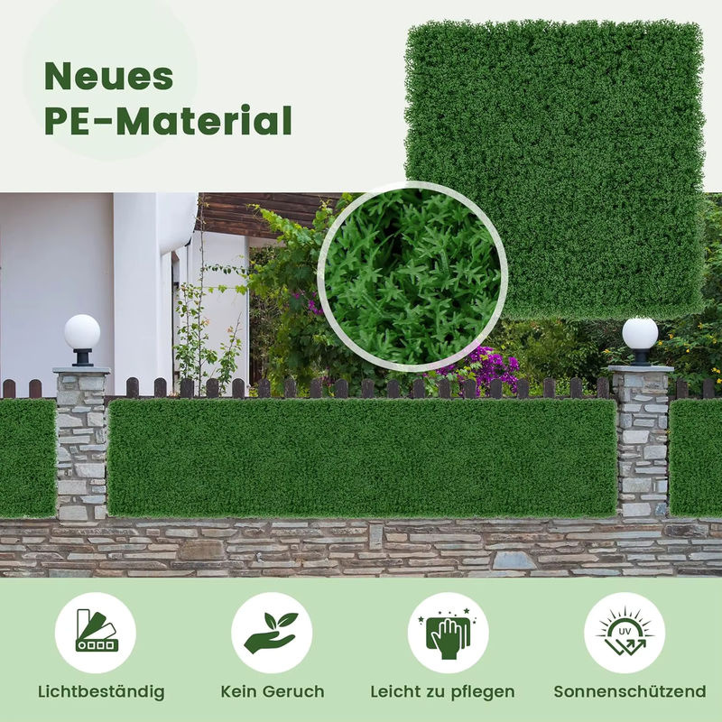 GOFLAME 12er Set künstliche Mooswand in Grün, ineinandergreifende Sichtschutzhecke für Garten, Balkon und Zuhause, B/T/H: 50,5 x 50,5 x 50,5 cm - Bild 4