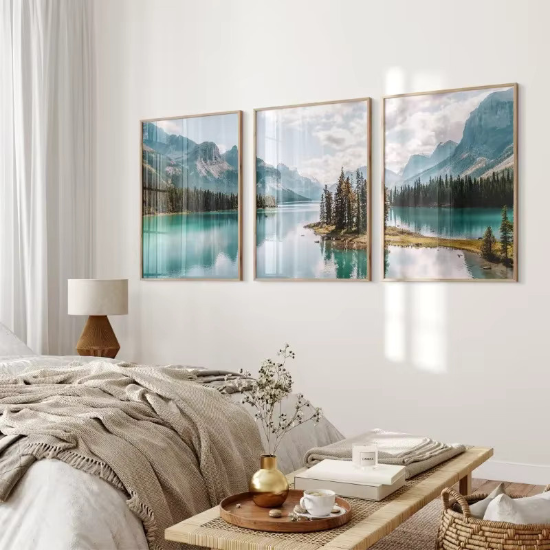Potdemiel Wandkunst Poster Kanada Bergsee Landschaft Natur Fotografie Leinwandmalerei Mehrfarbig - Bild 3