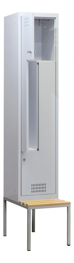 BIGBOXX Z-Spind mit Sitzbank und Schuhregal in Weiß Matt aus Metall - Bild 1