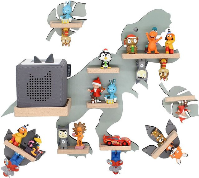 BOARTI Kinderregal Dinosaurier aus Holz als Wandregal für Toniebox und Figuren mit Magneteinsätzen, H x B x T: 44 x 53 x 19 cm - Bild 1