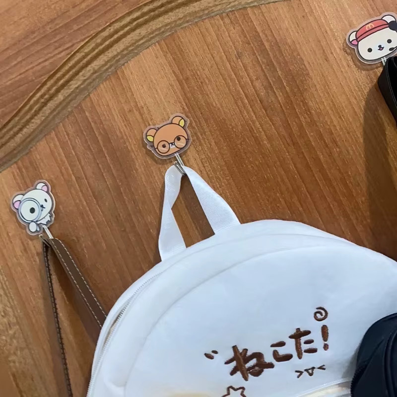 5er Set Rilakkuma Selbstklebende Wandhaken von Bandai für Tür und Wand als Kleiderbügel und Taschenhalter in Mehrfarbig - Bild 2