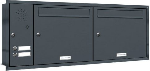AL Briefkasten-System für 2 Parteien zur Unterputzmontage, grau, B/H/T: 153,602 x 38,5 x 11,6 cm - Bild 1