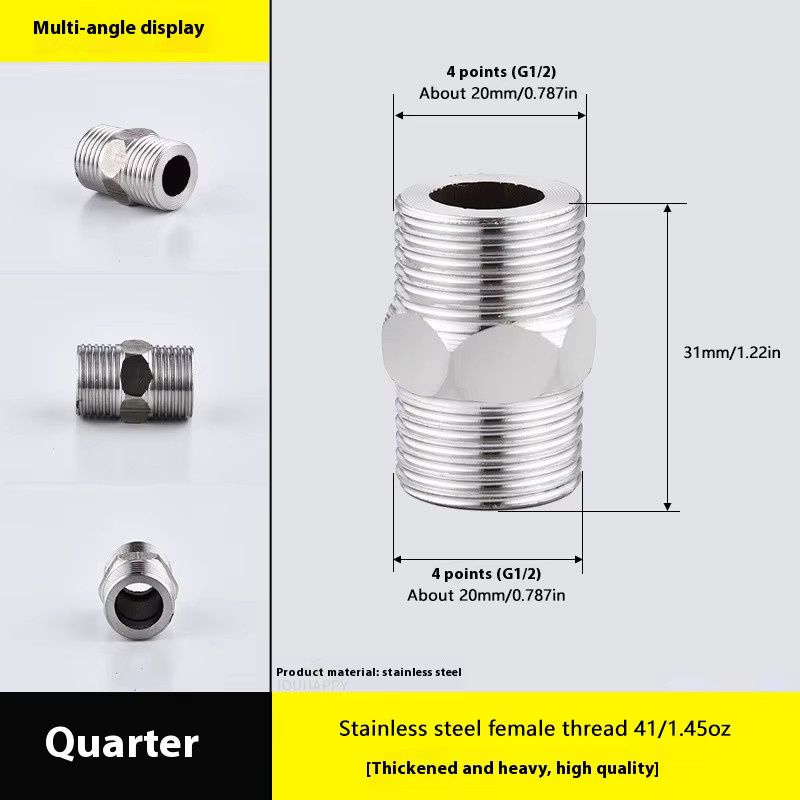 IOUHAPPY Duschschlauch-Verlängerungsadapter aus Edelstahl in Silber, 2er-Set, 1/2 Zoll - Bild 3
