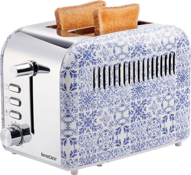 SILVERCREST KITCHEN TOOLS Doppelschlitz-Toaster STEP 920 A1 aus Edelstahl mit Auto-Shutoff in Silber und Blau - Bild 1