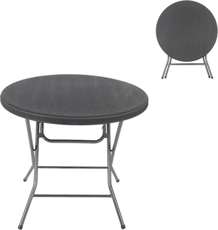 Sekey Klapptisch Rund in Schwarz, Faltbarer Balkontisch mit Rattan-Optik für Garten und Außenbereich, B/T/H: 150 x 73 x 73 cm