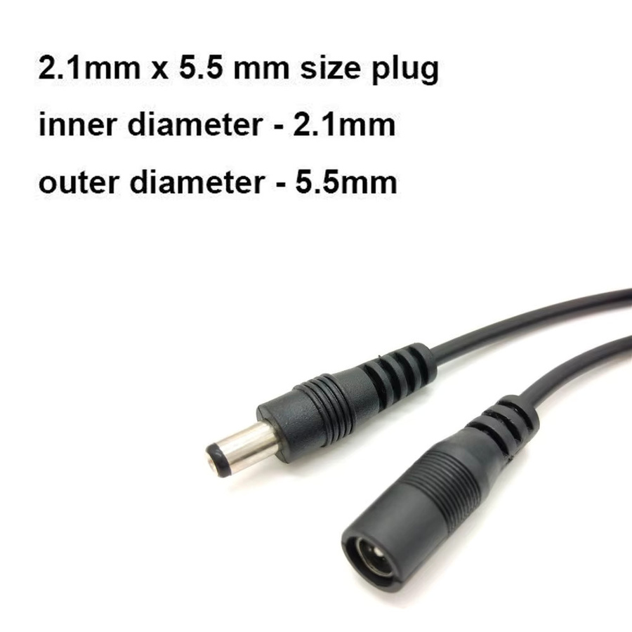 JIENUO DC Power Verlängerungskabel 5 m, 5,5 mm x 2,1 mm, schwarz, männlich zu weiblich - Bild 2