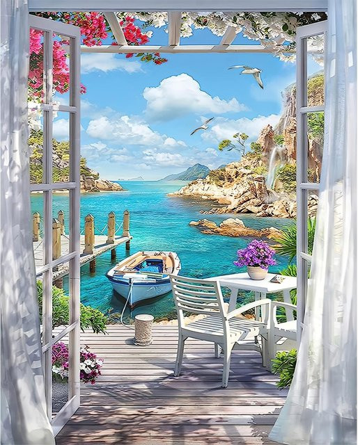 Bling Bling Tapestry Wandteppich mit Wald-Landschaft-Motiv und Mandala im Boho-Stil, Mehrfarbig, Breite: 95 cm, Höhe: 75 cm - Bild 1