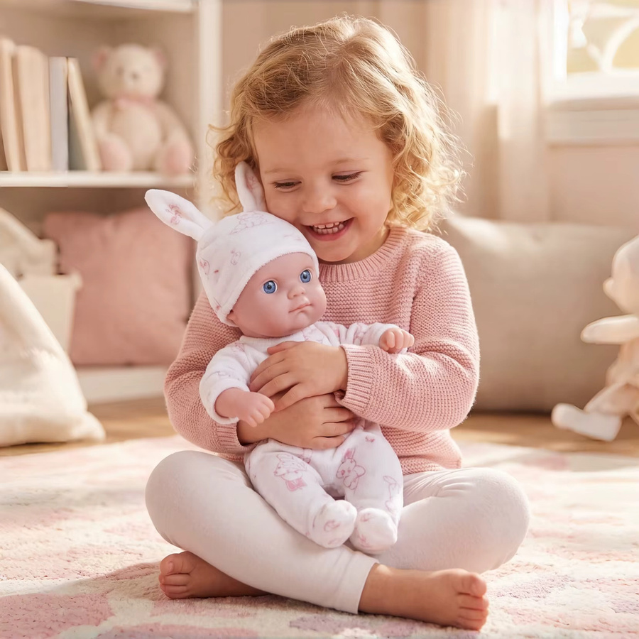 dearbei Hasenförmige Schlafanzug-Babypuppe, Reborn-Puppe, 20 cm, Rosa / Pink - Bild 4