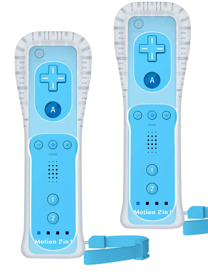 Motion Plus Controller Joystick 2 in 1 für Nintendo Wii, Wii U und Wii Mini inklusive Silikonhülle und Trageriemen in Schwarz und Blau - Bild 1