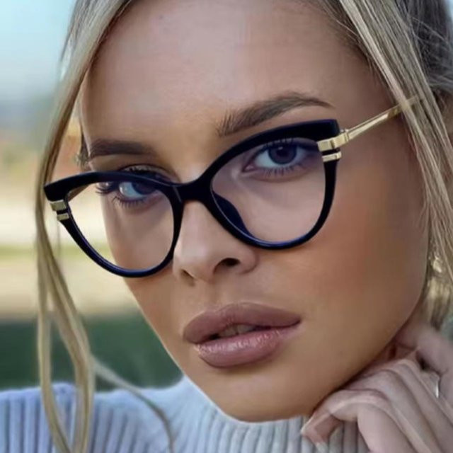 Kunkka coco Korrektionsbrille Cat Eye, Metall, Vollrand, Damen, Blaulichtfilter - Bild 1