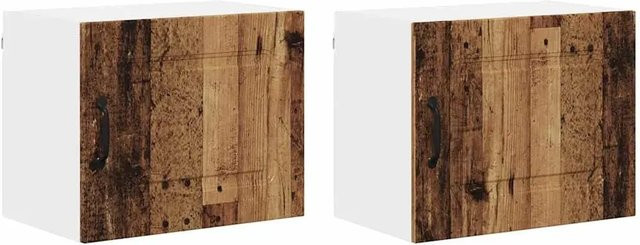 vidaXL Küchenwandschrank 2er Set in Altholz-Optik, Weiß und Braun, B/T/H: 50 x 31 x 40 cm - Bild 1