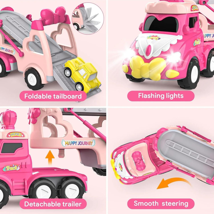 Fashnics Transportwagen-Spielzeugset mit Licht und Sound rosa 0-3 Jahre - Bild 4