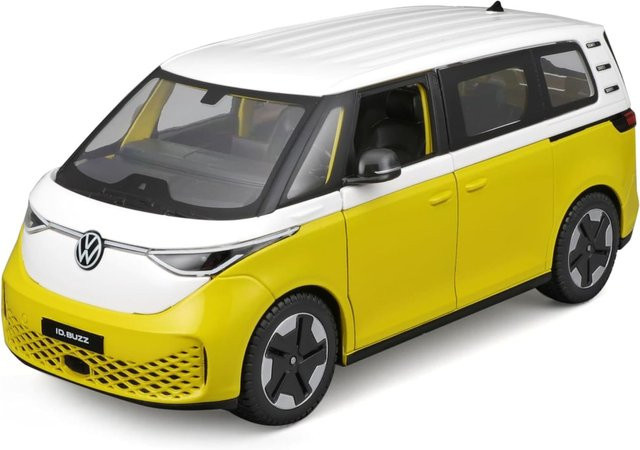 Maisto VW ID.Buzz, Modellauto, weiß-gelb, Maßstab 1:24 - Bild 1