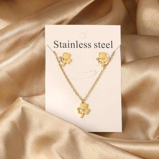 Lucky Star Jewelry Schmuck-Set, Halskette und Ohrringe, Edelstahl, Gold, Zirkonia, Damen - Bild 1