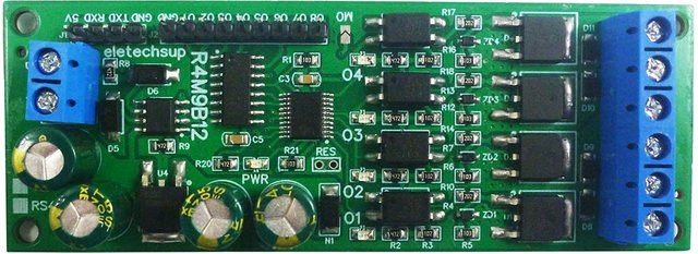 Eletechsup Multifunktions MOS Transistor Solid State Relais Modul mit RS485 und TTL232, 4 Kanäle, Modbus RTU AT Befehl für PLC, Motor, PTZ und LED, DC 6-24V, Grün - Bild 1