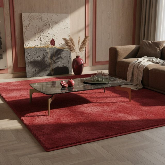 Waschbarer Kurzflorteppich NECKAR von Kadima Design, einfarbig, Rot, B: 120 cm, T: 170 cm - Bild 1