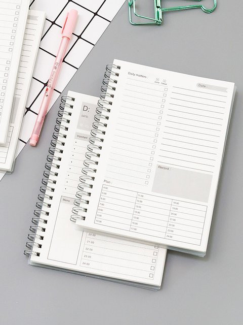 JESJELIU Wochenplaner und Tagesplaner Notizbuch mit Spiralbindung, Softcover, Weiß - Bild 1