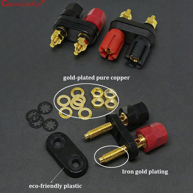 ChengHaoRan Bananenbuchse 4mm Doppel-Lautsprecher-Verstärkeranschluss in Rot und Schwarz - Bild 1