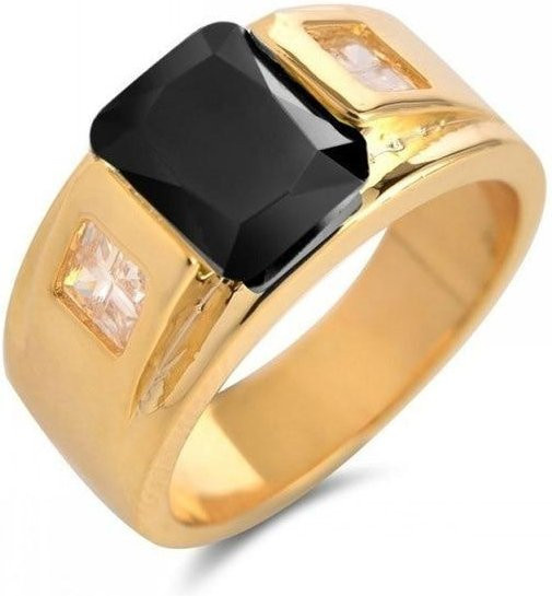 YIRAN Jewelry Herrenring, Zirkonia, Zinklegierung, Schwarz, Ringgröße 13 - Bild 1