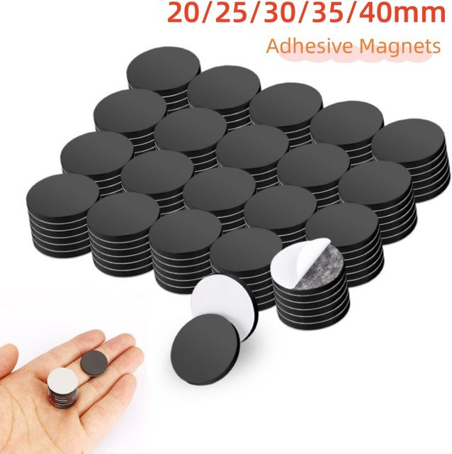 Selbstklebende Magnetfolien Rund in Schwarz aus Weichmagnetfolie für DIY Bastelbedarf und Kühlschrank-Deko - Bild 1
