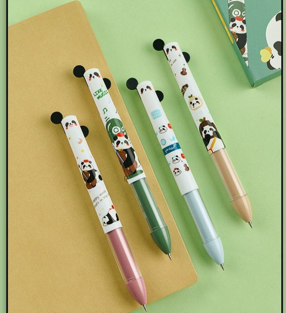Kawai Schreibwaren Panda Graffiti-Pinselstift in Schwarz-Rot mit Schnelltrocknung und Seitenpressmechanismus - Bild 1