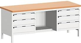 Kastenwerkbank cubio KW-2078-2.9 in Lichtgrau mit Holzoberfläche, B/T/H: 200 x 75 x 120 cm - Bild 1