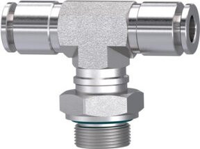 Riegler T-Steckverschraubung drehbar G 3/8 a. für Schlauch Ø 12 mm aus Edelstahl in Silber - Bild 1