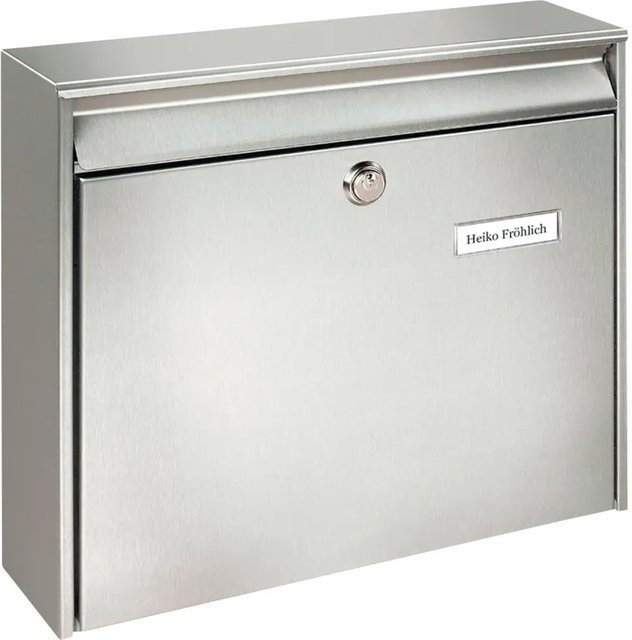 Burg-Wächter Briefkasten Borkum 3877 aus Edelstahl in Silber, B: 36,2 cm, H: 32,2 cm, T: 10,0 cm - Bild 1