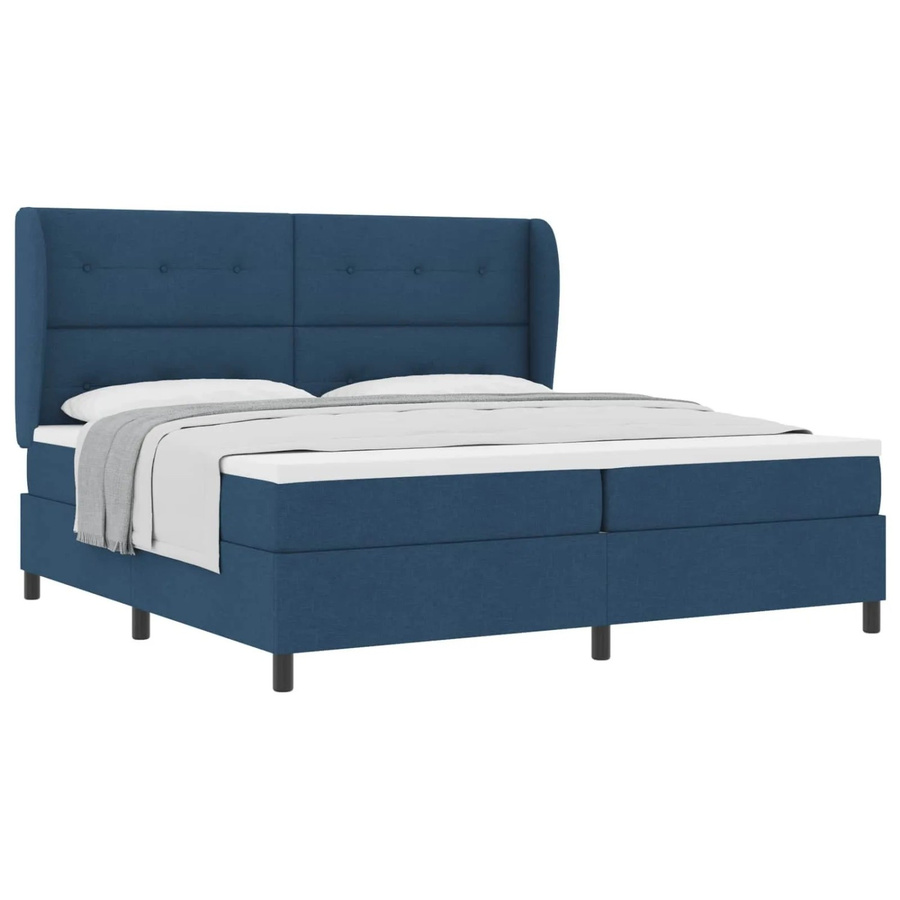 vidaXL Boxspringbett mit Matratze und Kopfteil in Blau, Stoff, B/T/H: 200 x 200 x 128 cm - Bild 2