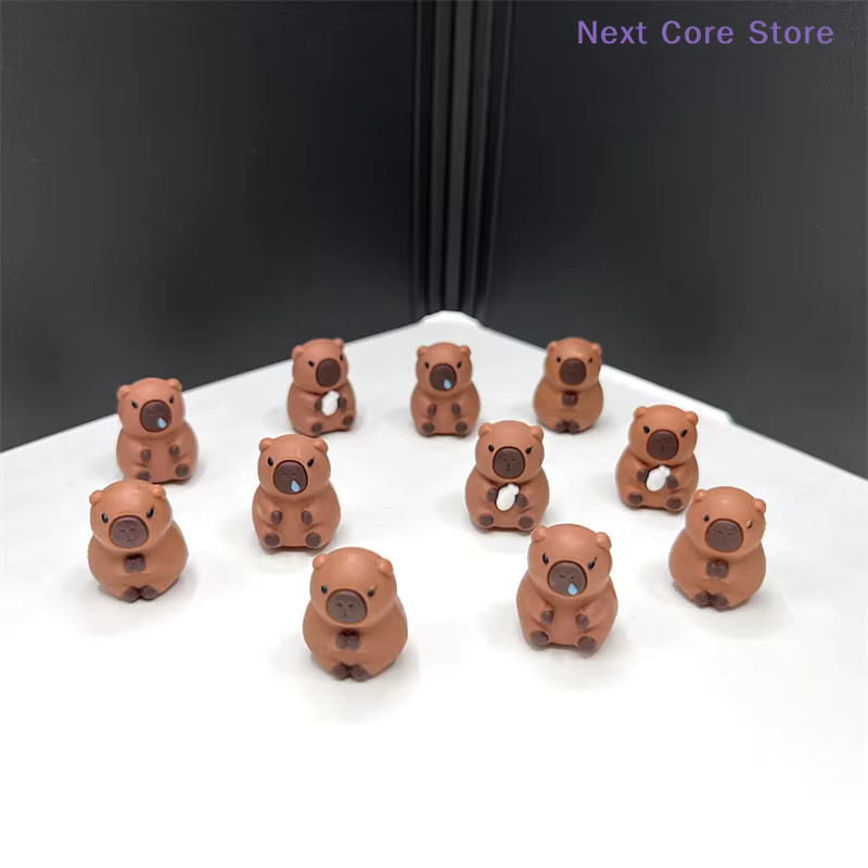 10 Stück Capybara Stiftaufsätze aus Silikon in Braun für Kinder und Schulbedarf - Bild 3