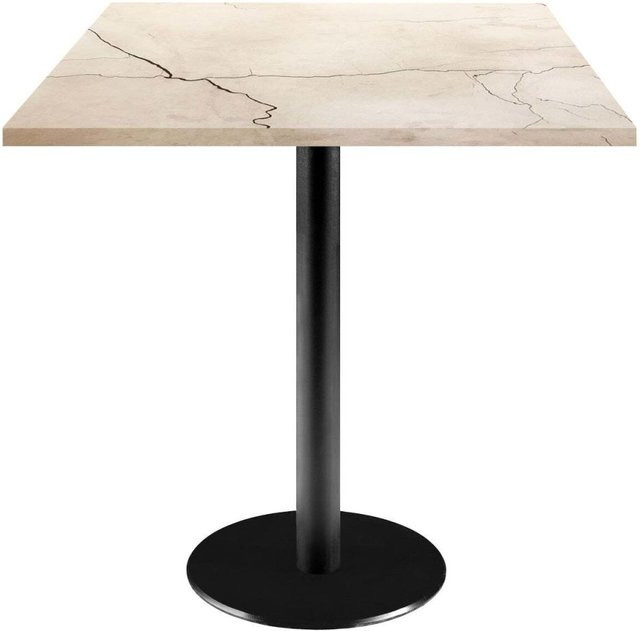 RestooTab Tisch Rome quadratisch mit Stein-Dekor in Sand und schwarzem Gestell, B/T/H: 70 x 70 x 75 cm - Bild 1