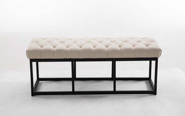 TPFLiving Sitzbank Amor in Creme mit matt schwarzem Gestell, Breite: 120 cm - Bild 1